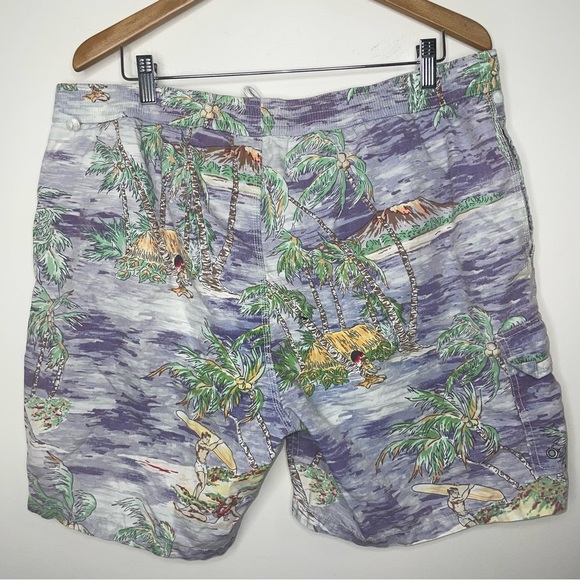 Polo Ralph Lauren Mens Swim Trunks Board Shorts Palm Tree Beach Hawaiian Surfer - Picture 2 of 12